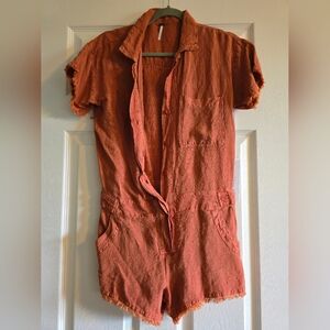 Young Fabulous & Broke Terracotta Linen Romper